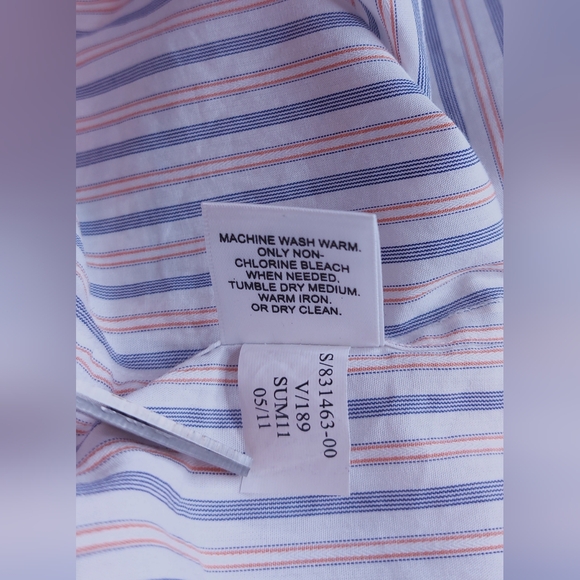 Banana Republic Men's Long-Sleeve Dress Shirt Size XL Stripes Blue White Orange - Picture 10 of 13